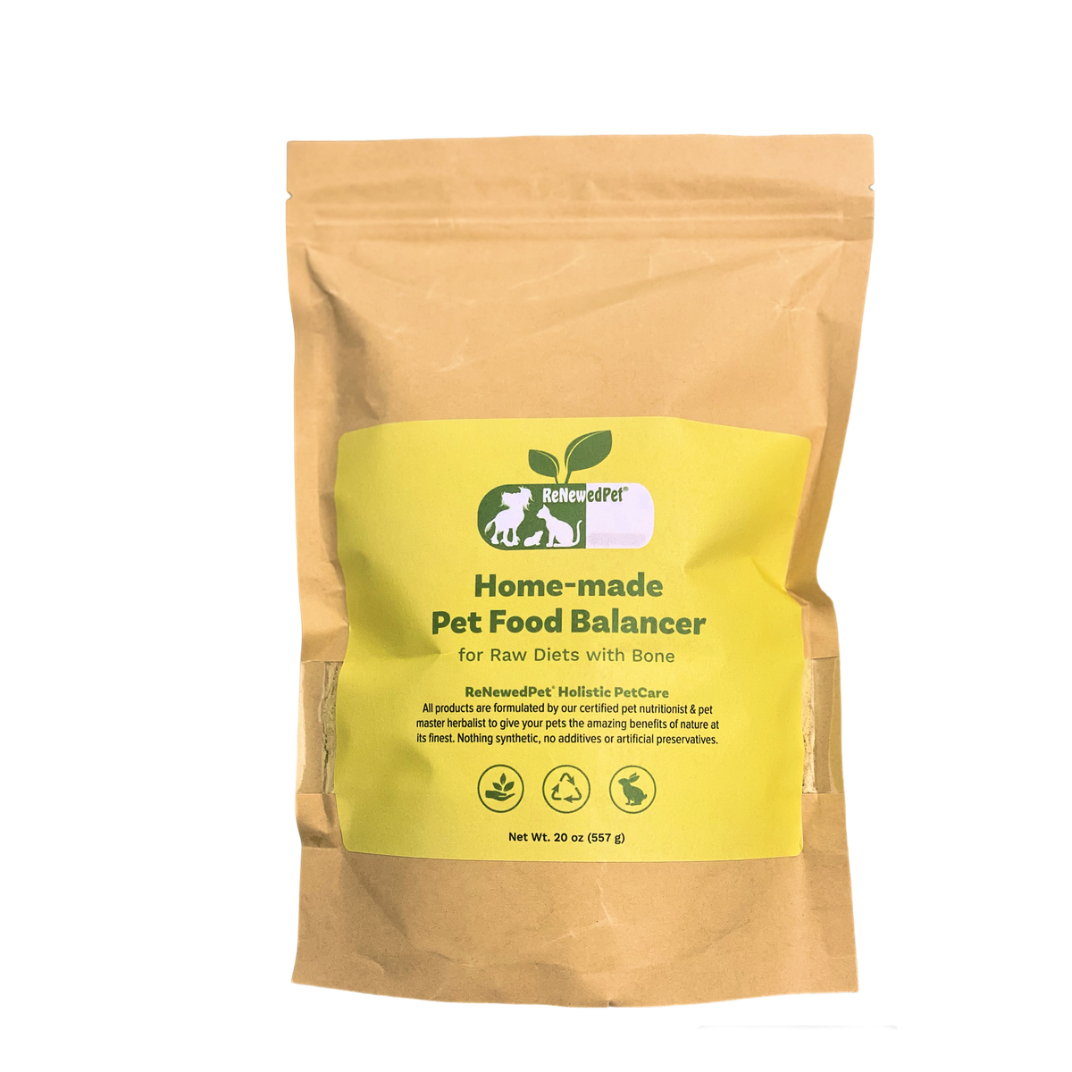 ReNewedPet Home-made Pet Food Balancer with bone, 20 oz kraft pouch for raw diets