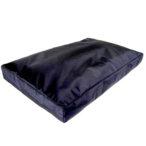 Rectangle Armor dog bed in Midnight black, padded cushion in three-quarter view