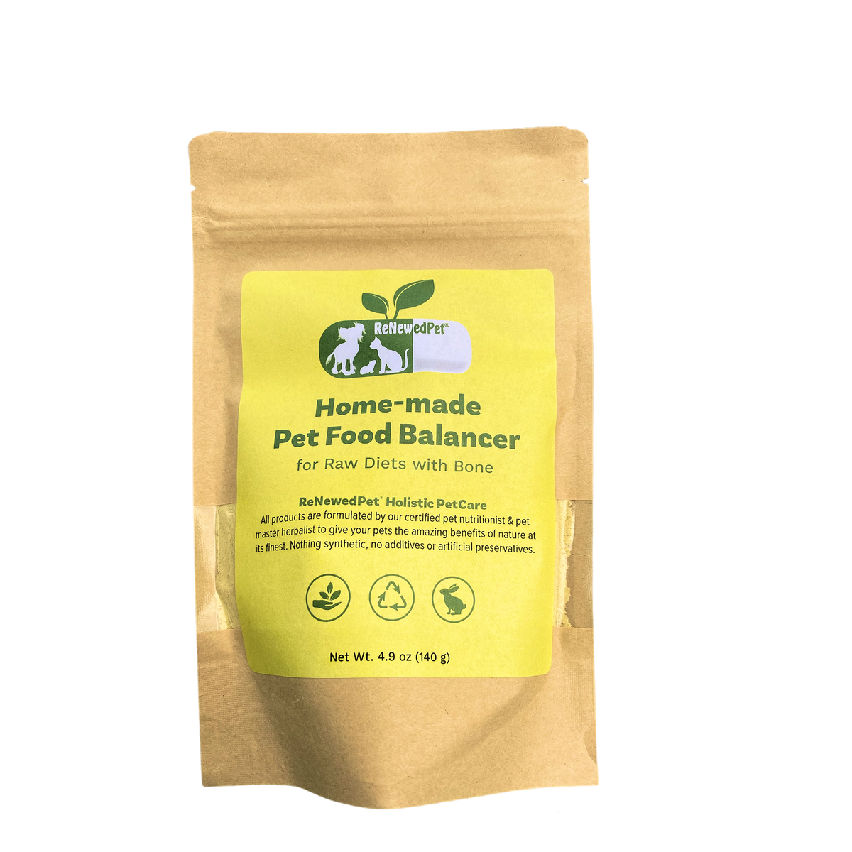 ReNewedPet raw diet supplement with bone, 5 oz small kraft pouch