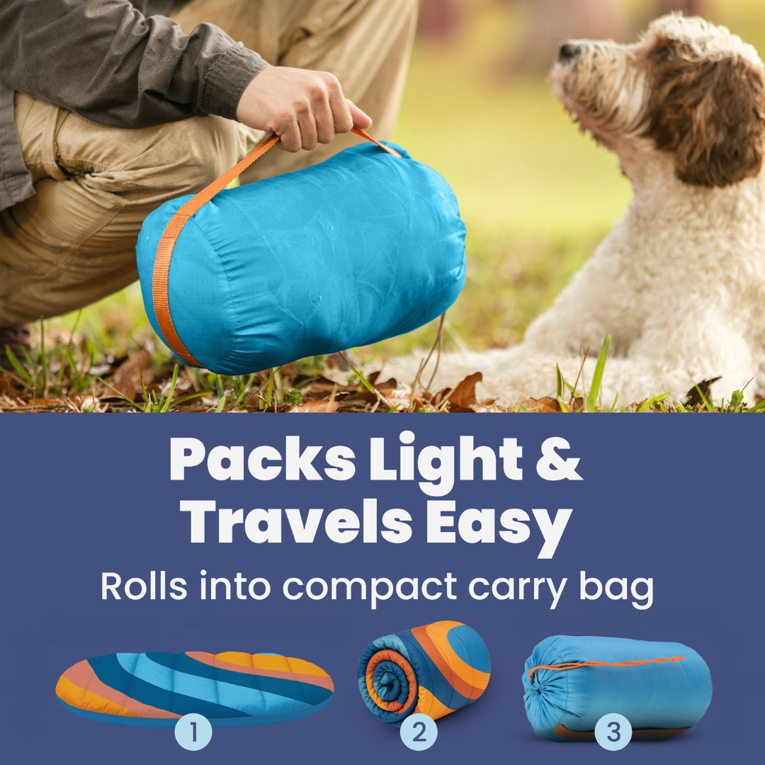 Packable dog travel bed, product detail view